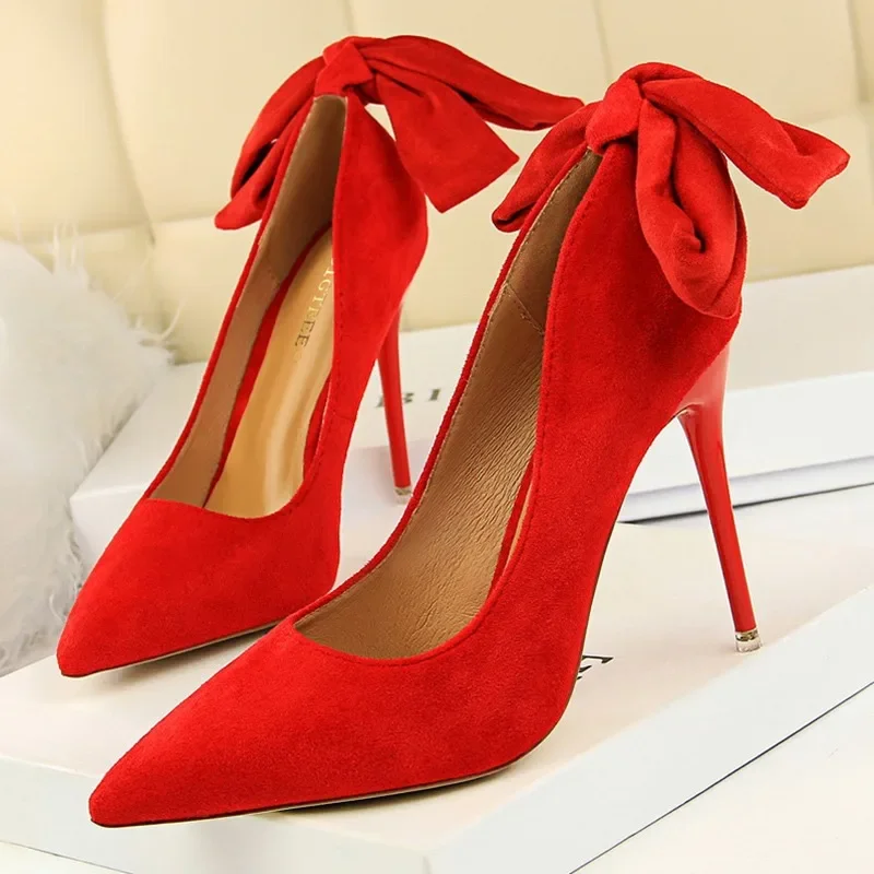 

Summer Women 10.5cm High Heels Pumps Escarpins Sweet Stiletto Lady Wedding Heels Green Butterfly Knot Bow Nightclub Shoes