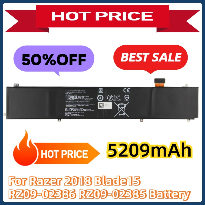 For Razer 2018 Blade15 RZ09-02386 RZ09-02385 Battery 5209mAh  Replacement Battery RC30-0248 RZ09-0288 RZ09-0367