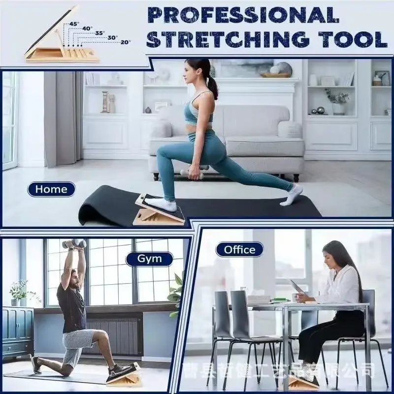 Adjustable Wooden Slant Board Calf Ankle Stretcher, Foot Incline Wedge Board Plantar Fasciitis Achilles Tendonitis Leg Relief