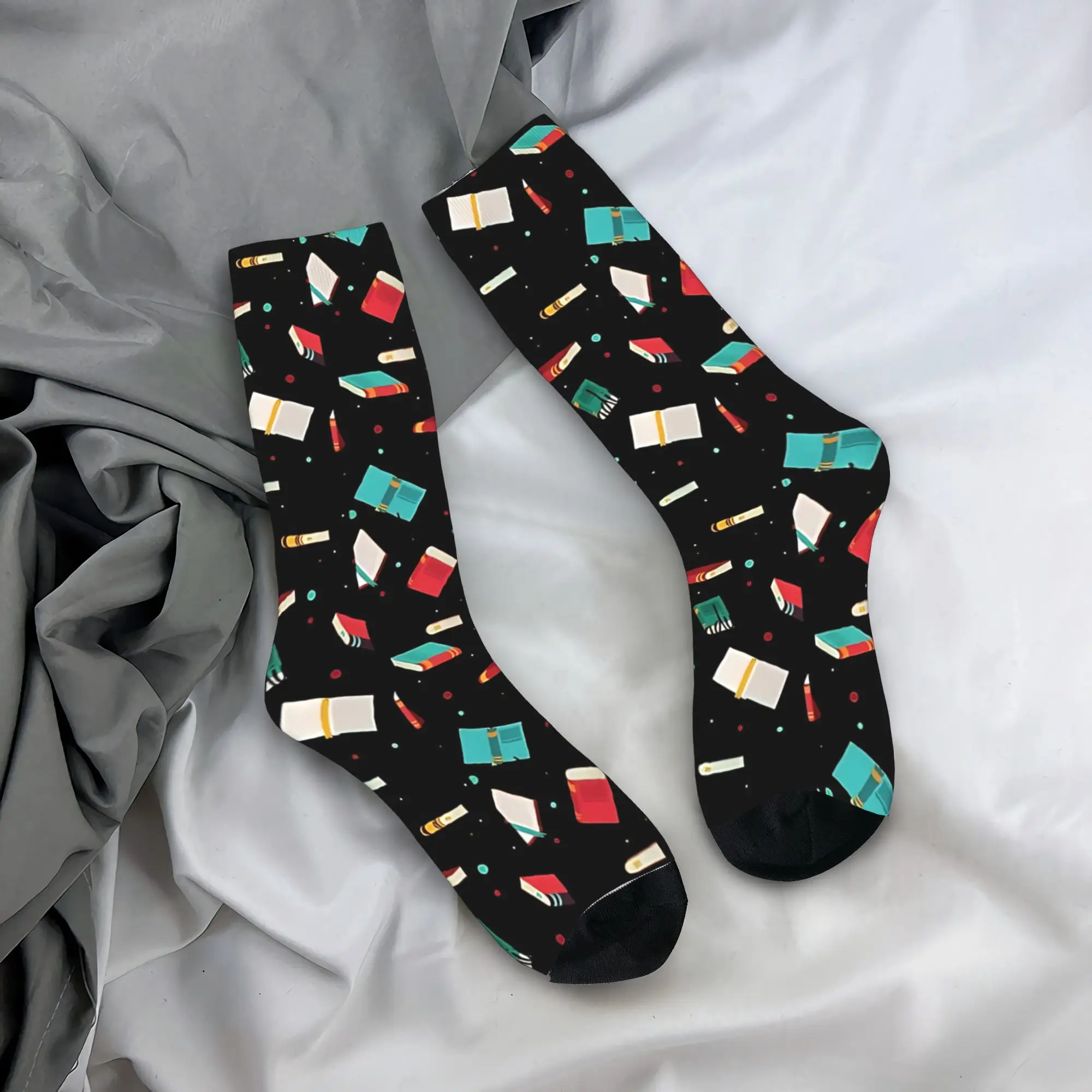 

Men Socks Book Print Stockings Non Slip Medium Soft Socks Autumn Fashion Printed Cycling Socks