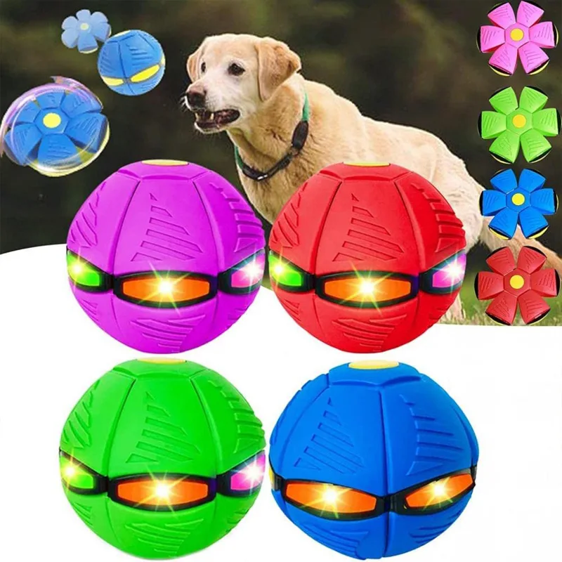 Dog Toys Flying UFO Morph Ball Outdoor Interactive Training Pet Toys Fun Throwing Bouncy Balls Decompression Dog Accessories