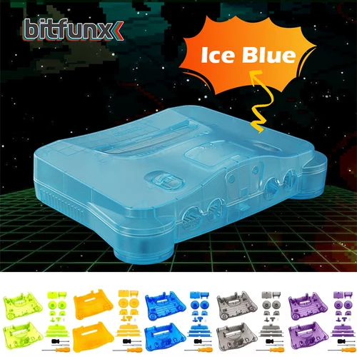 Bitfunx Carcasa de plástico de repuesto translúcida para N64 Nintendo 64 Caja de repuesto Cajas transparentes