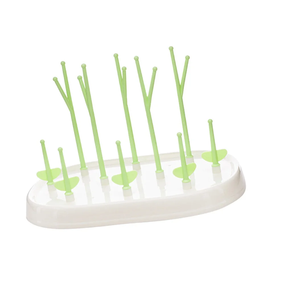 

Baby Bottle Stand Tree Shape Detachable Branches Removable Tray Draining System Eco Friendly Plastic Small Size Baby Bottle Rack