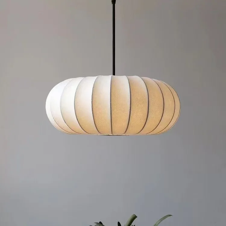 

Japanese white silk drum pendant lamp Handmade Wabi sabi lighting Dining Room Shops Study Room Retro Bedroom white lantern lamp