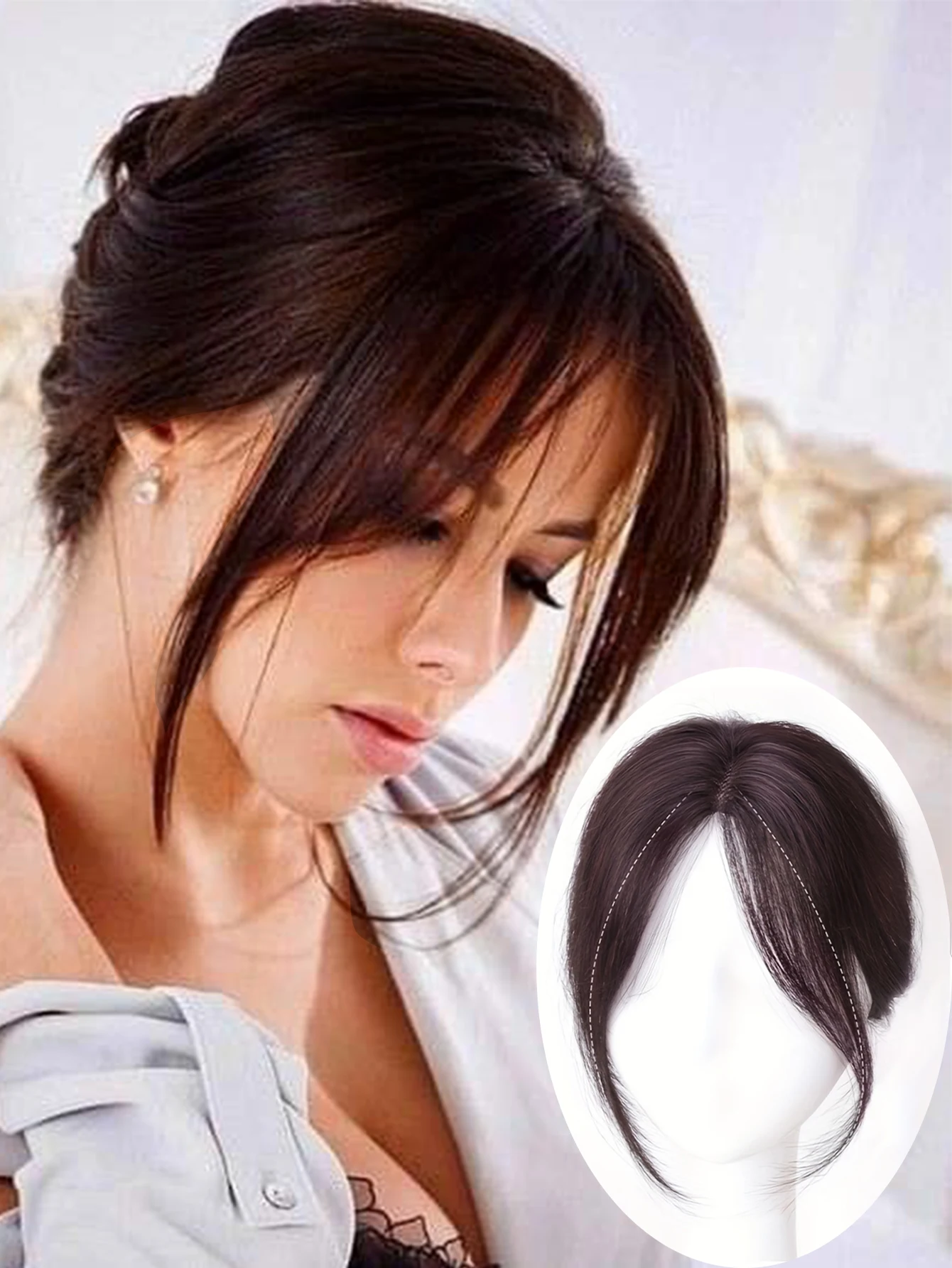 Hair Bangs Synthetic Side Fringe for Women 3D Middle Part False Bangs Clip-in Extensions Invisible Hairpieces Human Hair Topper