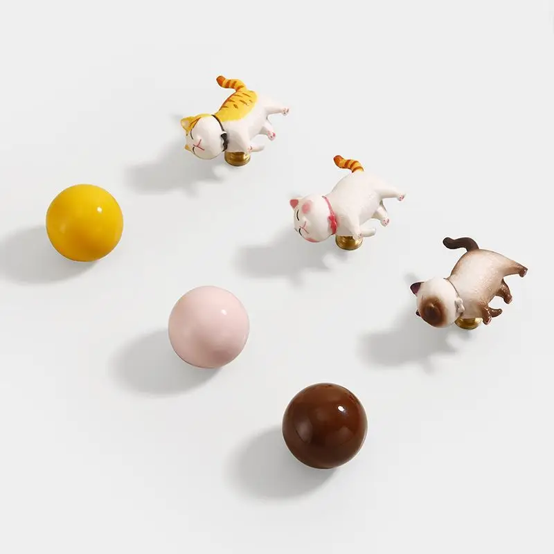 Cute Cartoon Cat Cabinet Knob Nordic Small Furniture Pull Handle Hardware For Children Room Wardrobe Drawer Cupboard