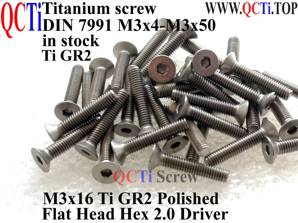 DIN 7991 M3 Titanium screw M3x4 M3x50 M3x5 M3x45 M3x15 M3x20 M3x22 M3x25 M3x28 M3x30 M3x32 M3x35 M3x40 Flat Head Ti GR2 10pcs