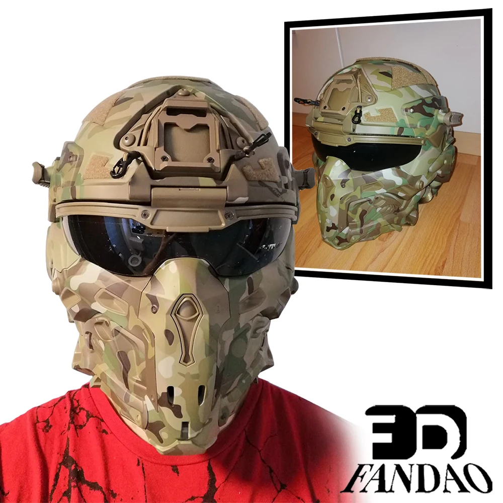 

Tactical Airsoft Fast Helmet Set, with Full Face Mask Paintball Goggles HD Headset & Anti-Fog Fan, Hunting Protective Gear