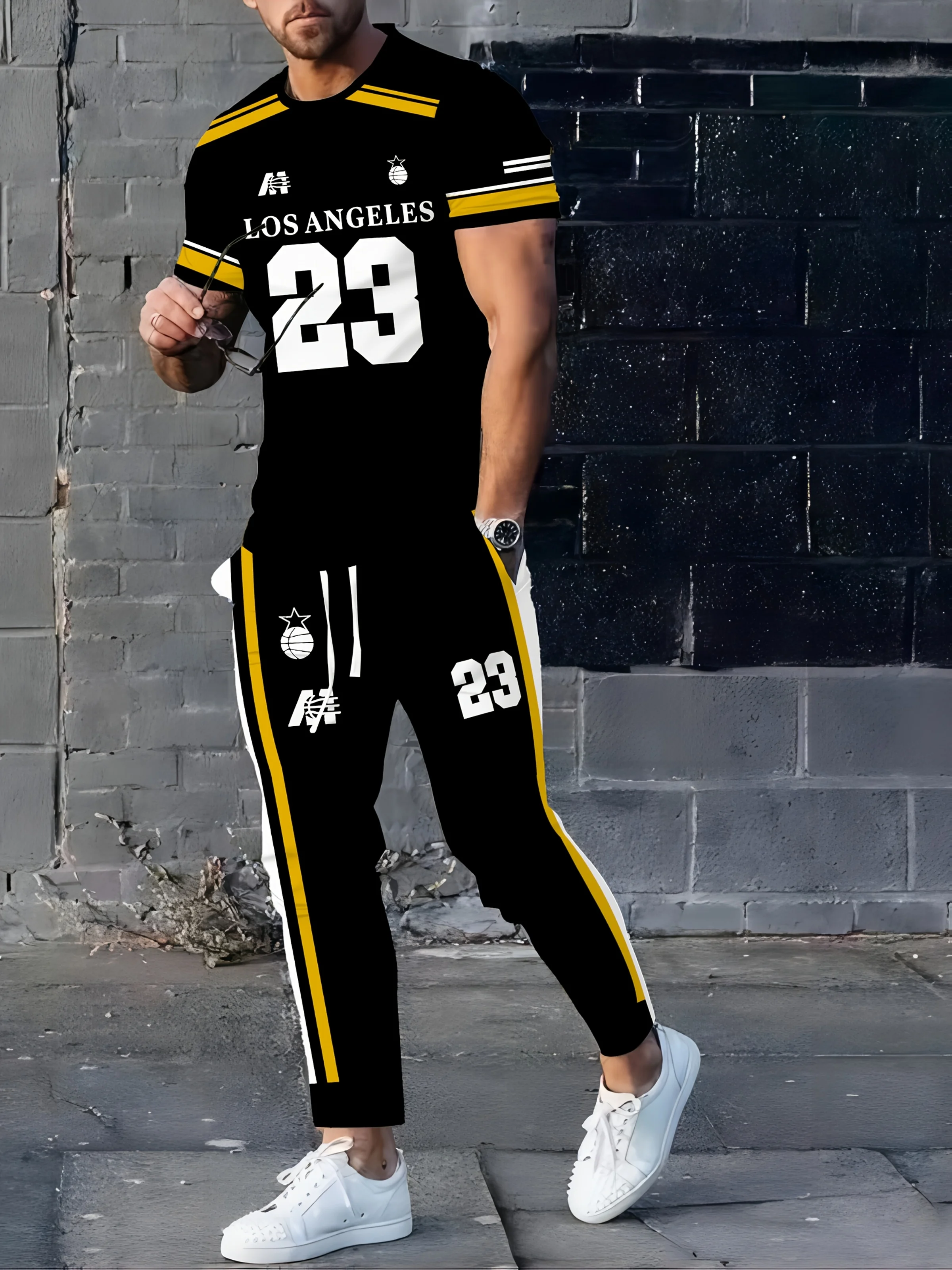 

The new men's set for the summer of 2025 3D digital printed casual soft street fashion and outdoor sportswear