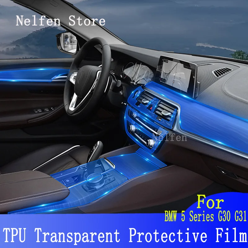 

Car Interior Protective Film For BMW 5 Series G30 G31-2018-2022 Center Console Gear Panel Screen TPU Anti-Scratch Repair Sticker