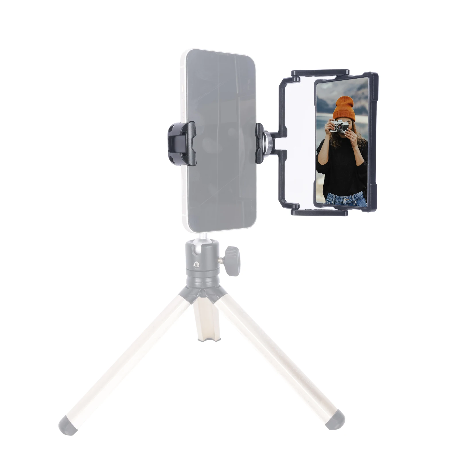 Niceyrig Vlogging Live Streaming Selfie Kit with Flip Monitor Mirror & Smart Phone Tripod Mount Holder Clamp