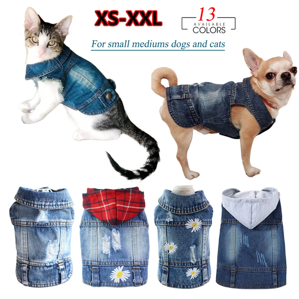 Blue Denim Clothes for Small and Medium Dogs, Puppy Jeans Jacket, Spring Cat Costume, Cheap Clothing for Chihuahua, Yorkie