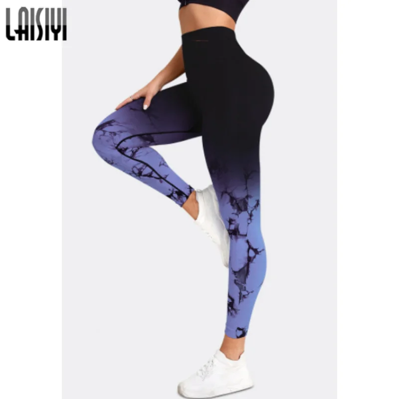 High Waist Push Up LAISIYI Gradient Gym Pants Woman Tights Sexy Fitness Workout Legging Sports Clothing Women Seamless Leggings