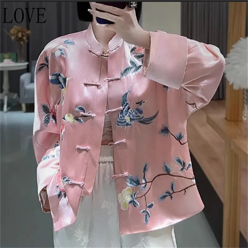 Jackets for Women Women Jacket Chinese Women\'s Cheongsam Tang Suit Guofeng Embroidered Coat Retro High-end Hanfu Coat Outerwears