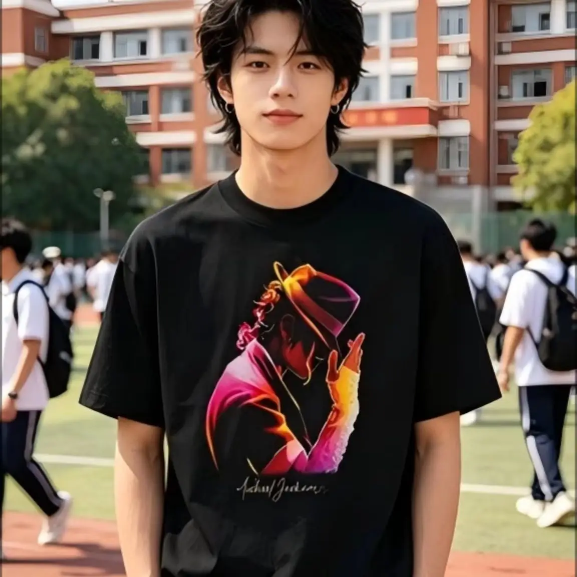 Vintage Pop Dancer Portrait Graphic Short Sleeve Tee, Soft Loose Crewneck Casual Street Top for Teen Men Women and children
