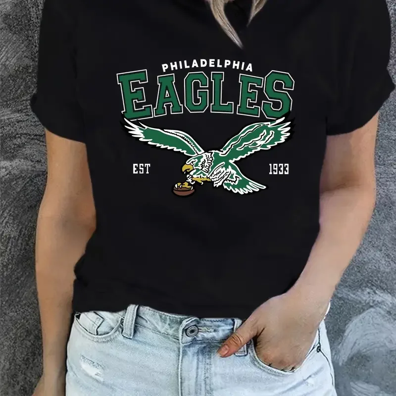 American Summer Women Cotton T Shirt Philadelphia City Short Sleeve Tee Shirt Free Shipping Eagles Rugby Clothes