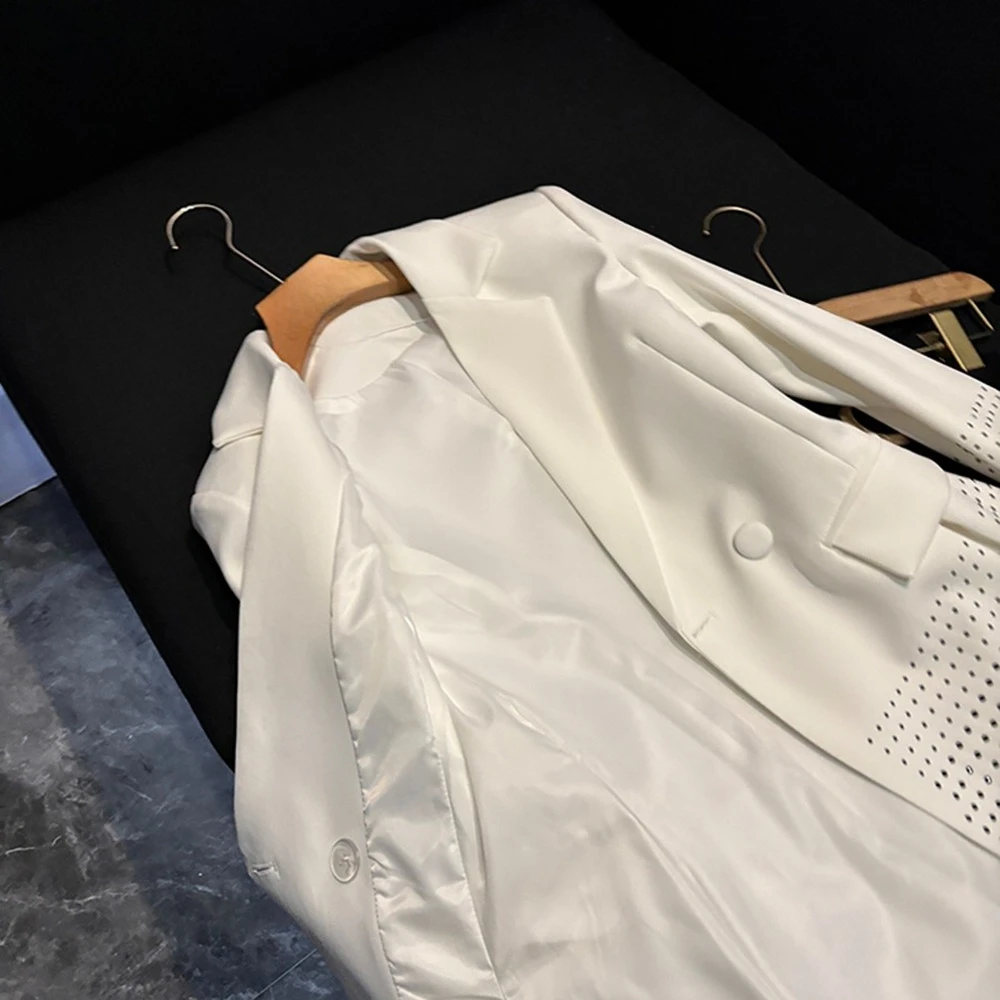 TWOTWINSTYLE Solid Design Sense Blazers Voor Vrouwen Revers Lange Mouw Lente Casual Afslanken Jassen Vrouwelijke Mode Nieuwe KJA520459