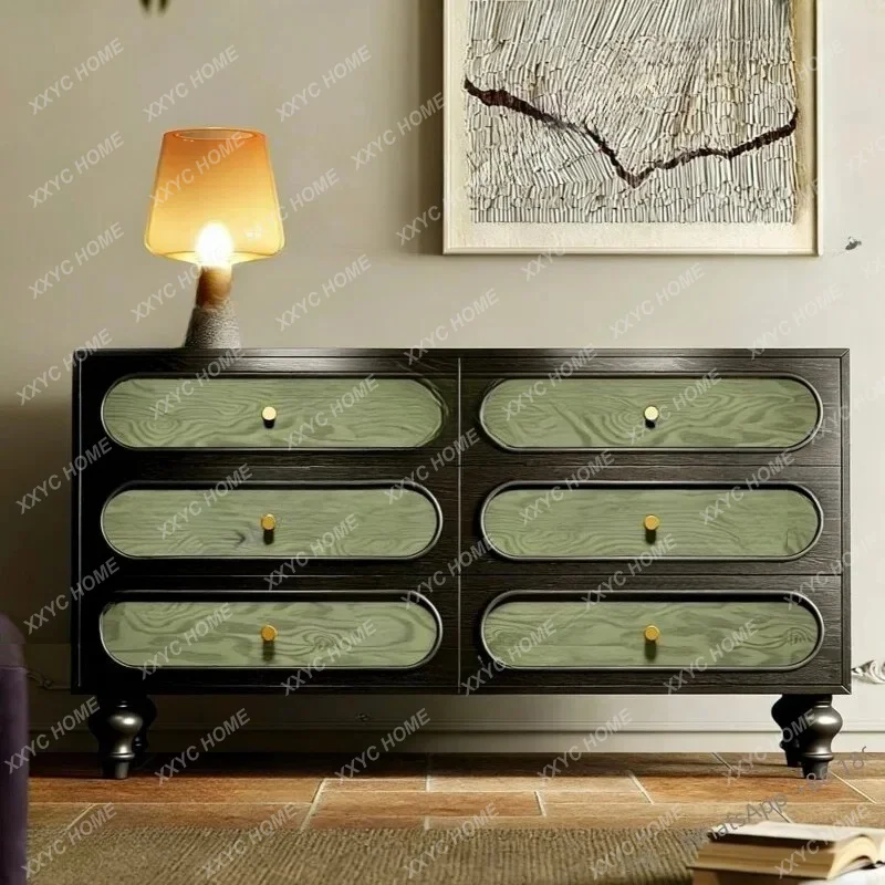 

L medieval tree tumor wood grain solid wood six chest cabinet living room entrance storage cabinet decorative locker