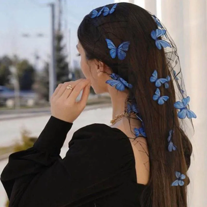 Bridal Headdress Butterfly Three-dimensional Thin Gauze Super Immortal Headdress Church Outdoor Gauze Hair Accessories for Women