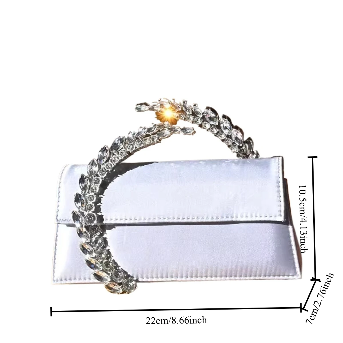 Tas Malam Sosial JIOMAY Fashion untuk wanita, tas clutch satin sutra Willow Blade warna perak, Tas Tangan baru dengan hiasan berlian berkilau