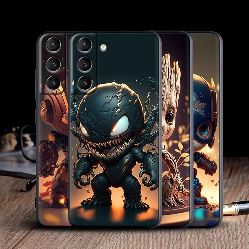 Baby Cute Marvel Venom Groot Silicone Case For Samsung Galaxy S24 S23 Ultra 5G S21 S20 FE Cover For Galaxy S22 s23 S10 Plus Case