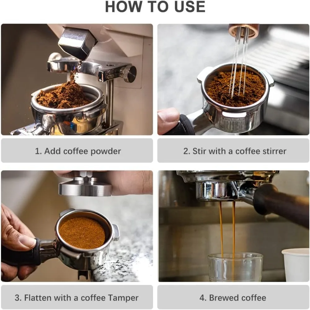 51mm Diameter Espresso Tamper Set Stainless Steel Base Calibrated Design Espresso Accessories Kit Wooden Handle