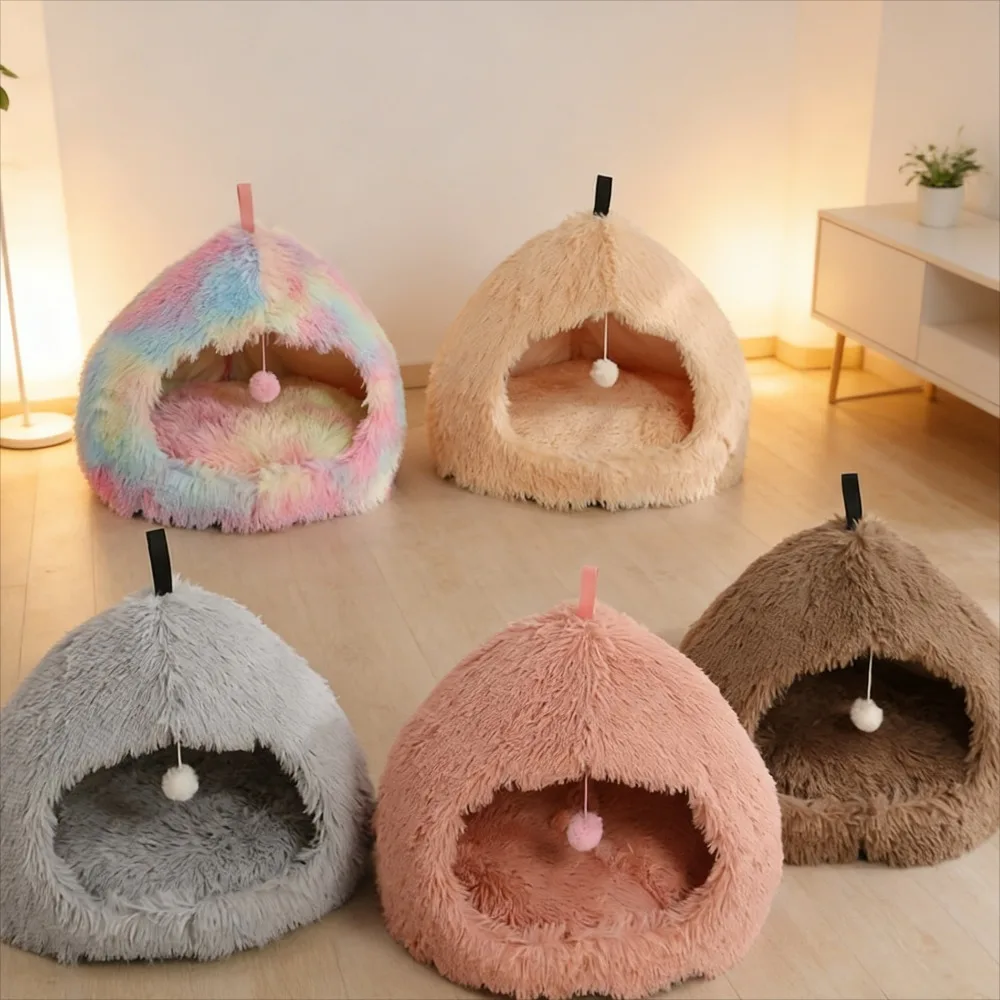 

Зимнее теплое длинное плюшевое гнездо для домашних животных для глубокого сна, коврик для кошек и собак, товары для домашних животных