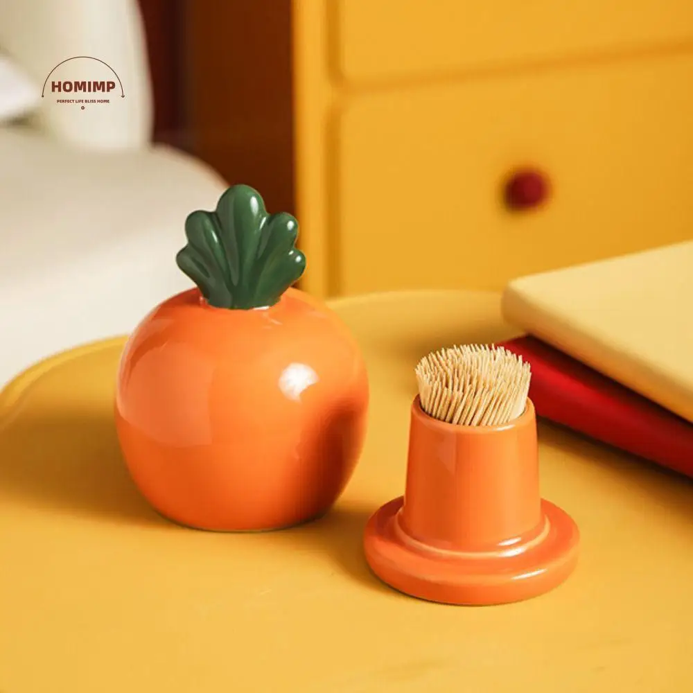 

Ceramics Fruit Theme Toothpick Box Dust-proof Decorative Toothbridge Tube Pineapple Shape Toothpick Dispenser