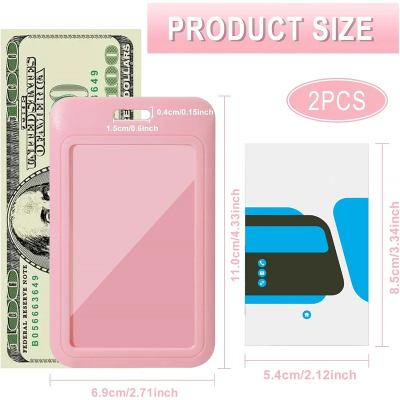 2 Pcs Sliding Vertical ID Badge Holder with Clear Badge Protectors, and Lightweight Hard Plastic Card Holders,