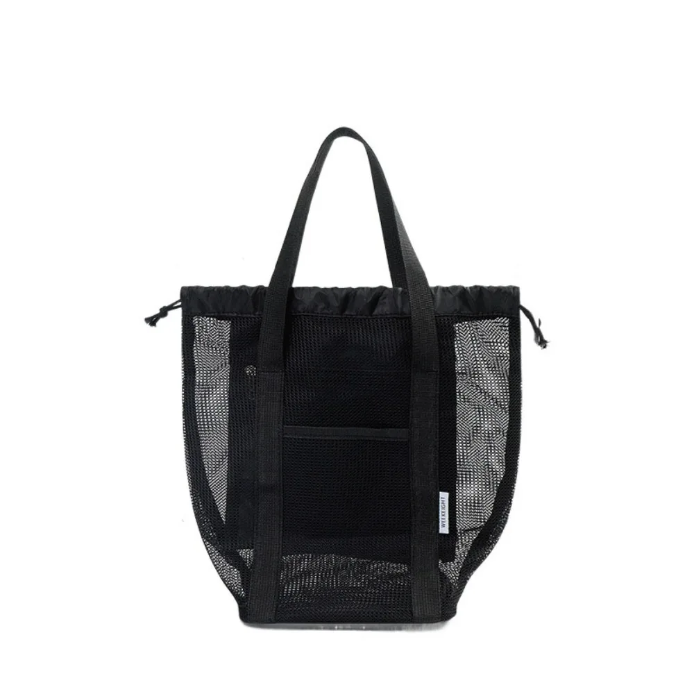 

Durable Drawstring Mesh Shower Bag Large Capacity Hand-held Beach Tote Bag Handbag Collapsible Cosmetic Organizer Case Swimming