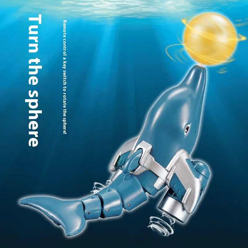 2.4G Remote Control Dolphin with Rotate Ball Double Propeller RC Animal Simulation Dolphin Toy Radio Controlled Boat Ship Gifts