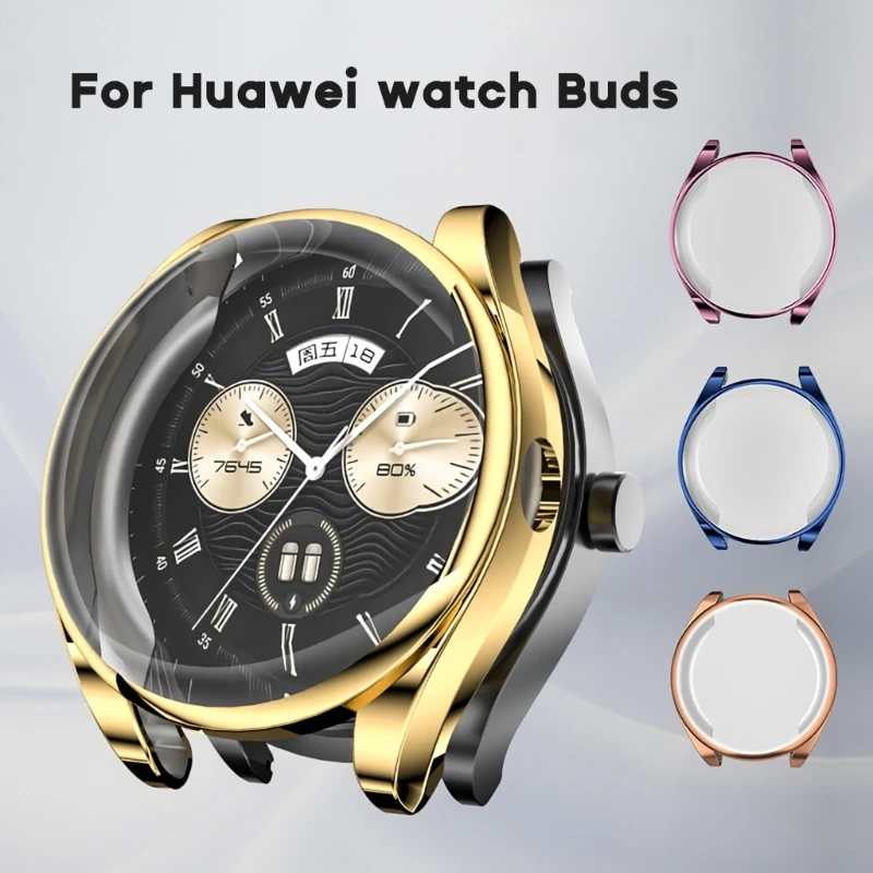 Soft TPU Screen Protector Housing Compatible for Huawei Watch Buds Scratched Resistant Protective Cover Bumper-Shell Shockproof