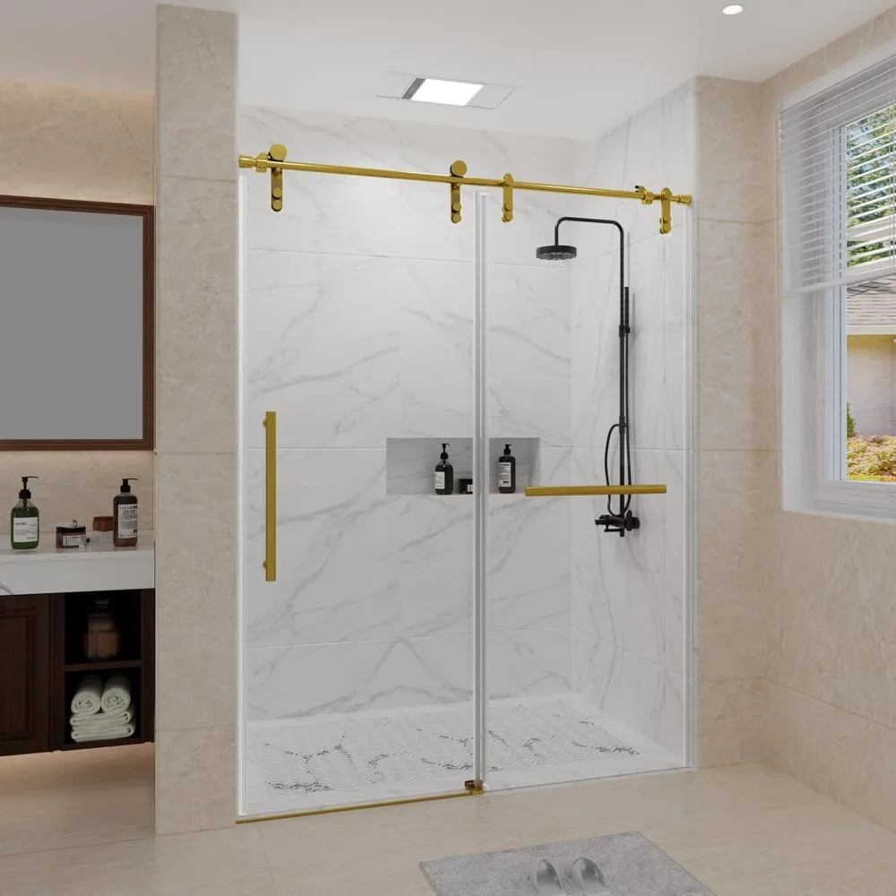 

56-60" W X 76" H Frameless Shower Door,Sliding Shower Door with 5/16"(8mm) Clear SGCC Tempered Glass,Glass Shower Door
