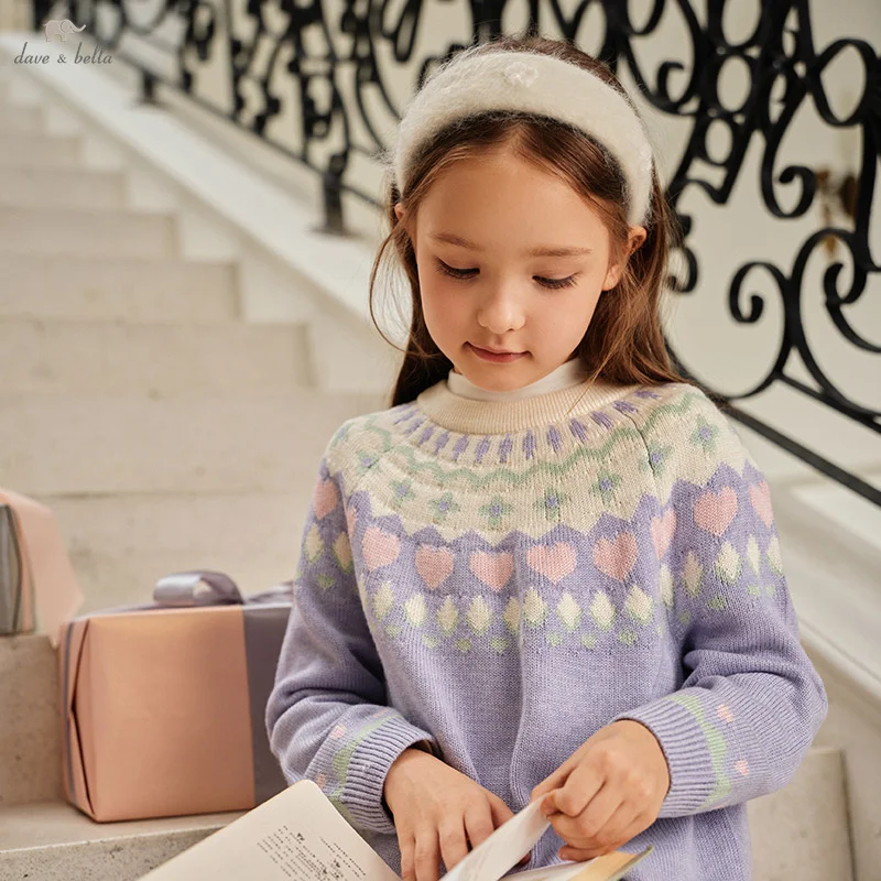

Dave Bella Girls Sweater Autumn Winter Long Sleeve Children Cotton Knitted Top Casual Pullover Outerwear Kids Clothing DK4243543