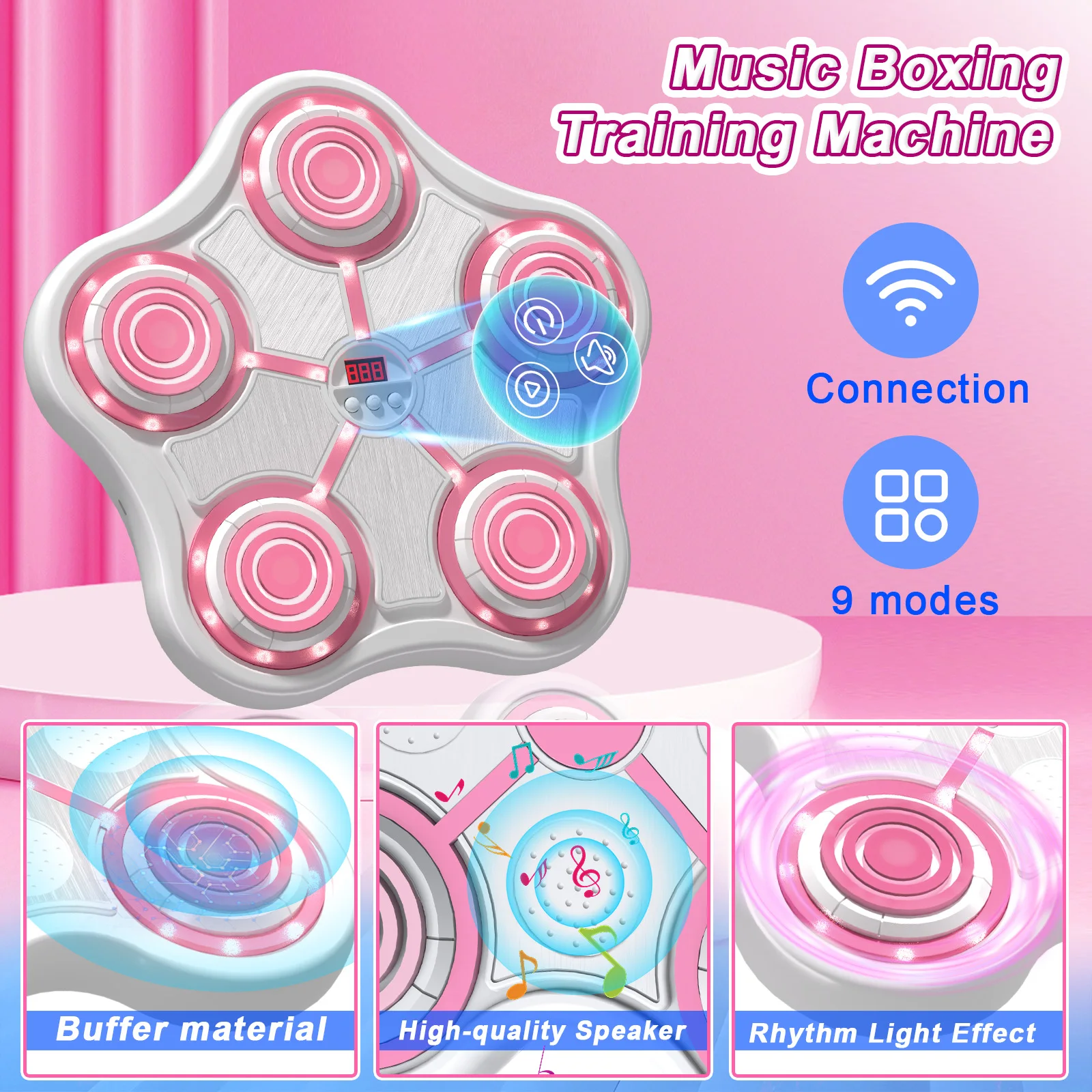 آلة الملاكمة الموسيقية الذكية المثبتة على الحائط، ارتفاع قابل للتعديل بحرية لتناسب أي إعداد، هدية عيد ميلاد مثالية