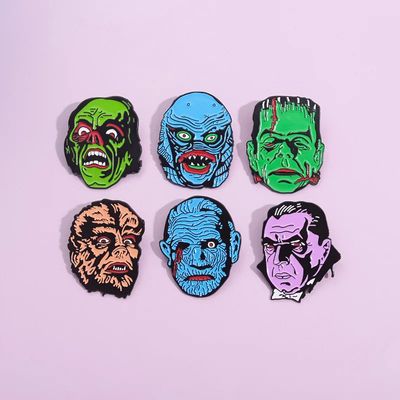 Horror Halloween Ghost Series Enamel Pins Cartoon anime character vampire brooch Clothing Accessories Jewelry Friends Gifts