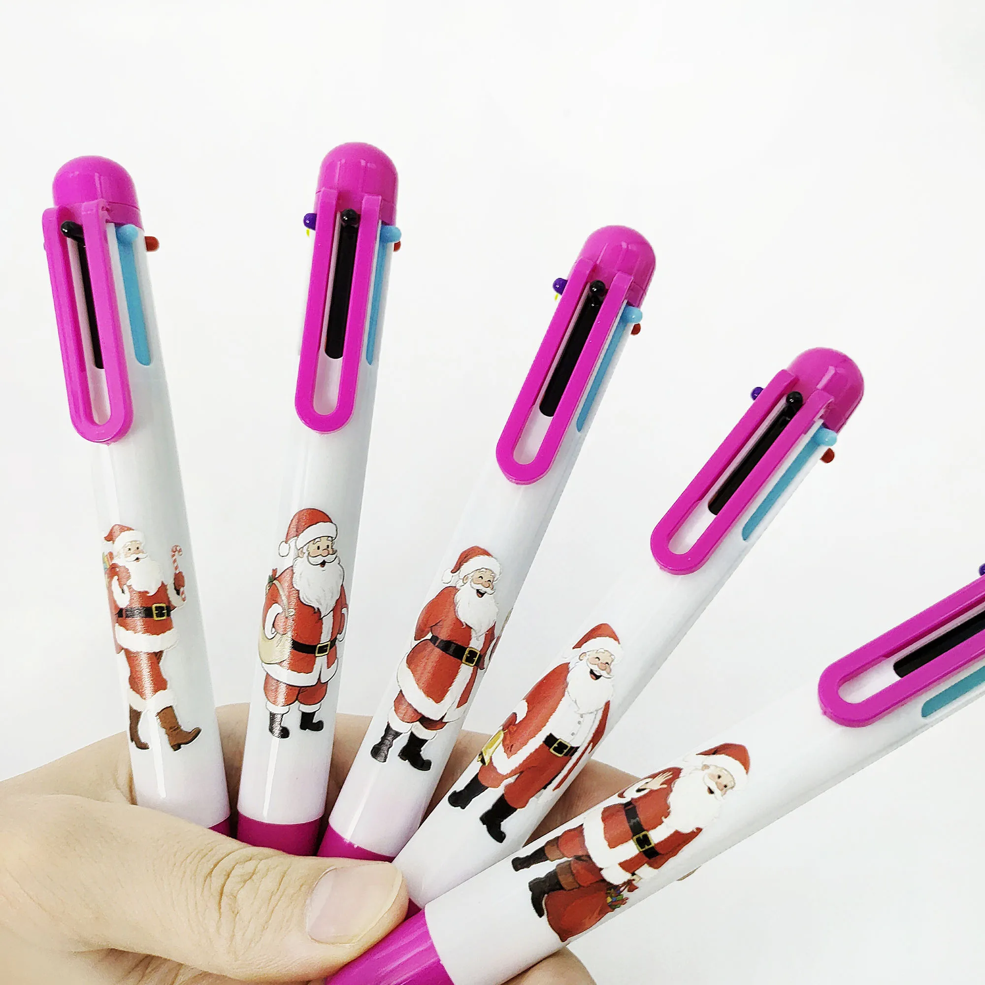 

12 шт./25 шт. разноцветные ручки на рождественскую тематику, шариковая ручка с элементом Санта-Клауса шесть в одном, разноцветный маркер с ключом.