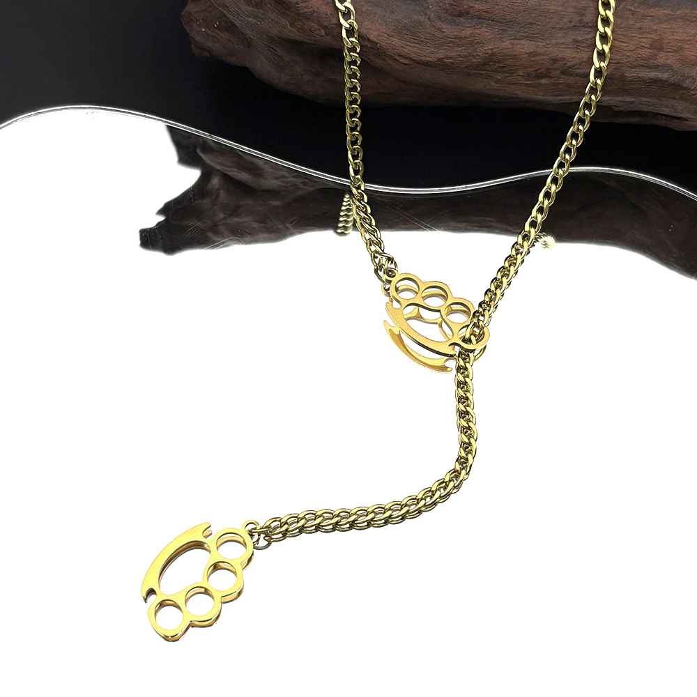 Hiphop Knuckle Duster Curb Chain für Damen und Herren, Edelstahl, silberfarben, Street Rock Rapper, coole DIY-Kampfhalskette, Schmuck – Detail 6