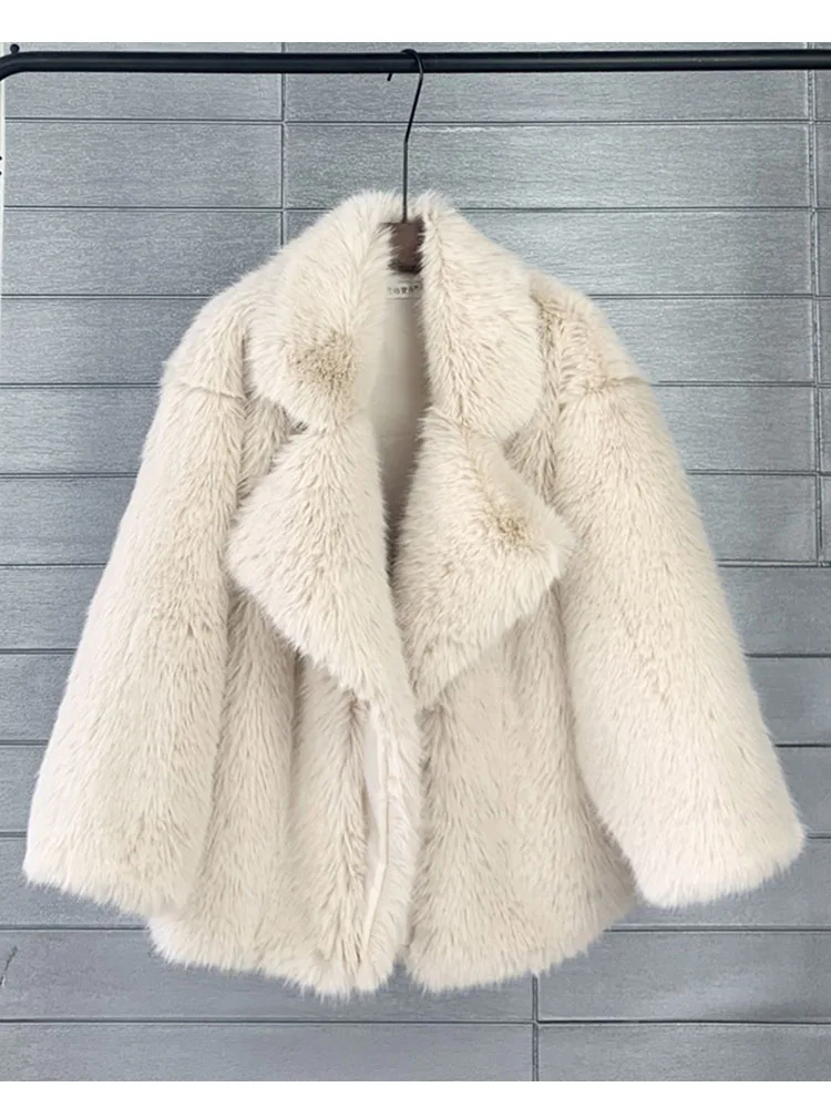 ZADORIN Korean Fashion Winter White Faux Fox Fur Jacket Women Fur Cardigan Luxury Mid Long Lapel Fake Fur Coat Ladies Coats