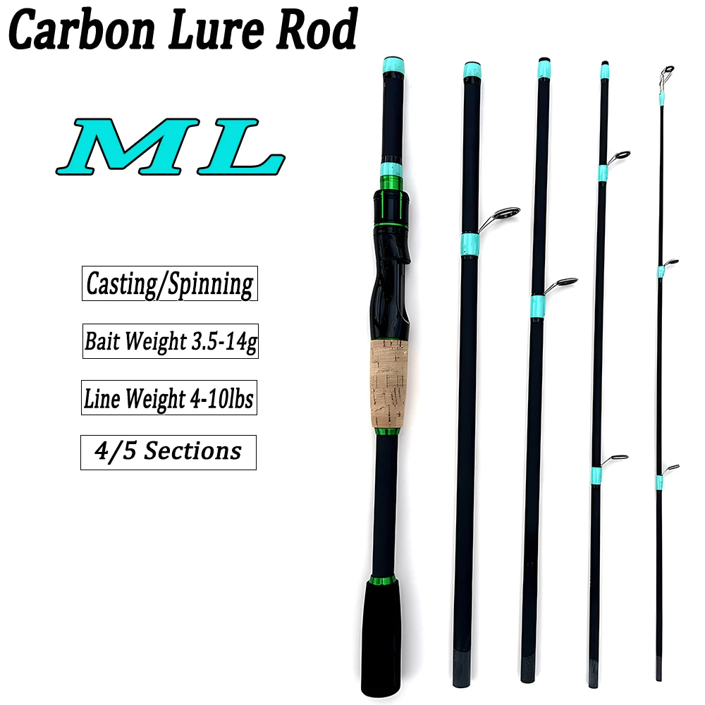 

1.8-2.1m 4/5 Section Carp Fishing Rod Ultralight Weight Spinning Casting Pole Line WT.4-10LBS Feeder Rod Travel Fishing Tackle