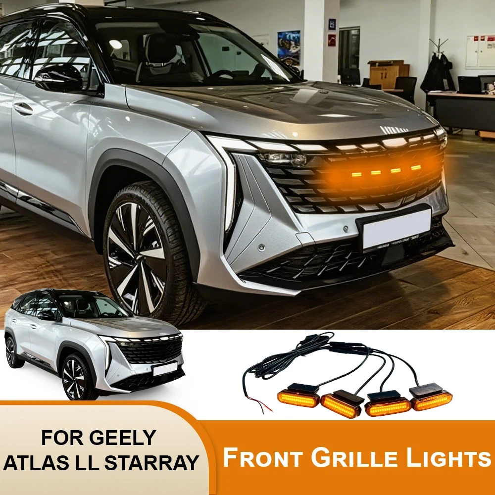 For Geely Atlas II Starray Car Front Grille Light LED Daytime Running Light Front Face Grille Light Boyue L Accessories