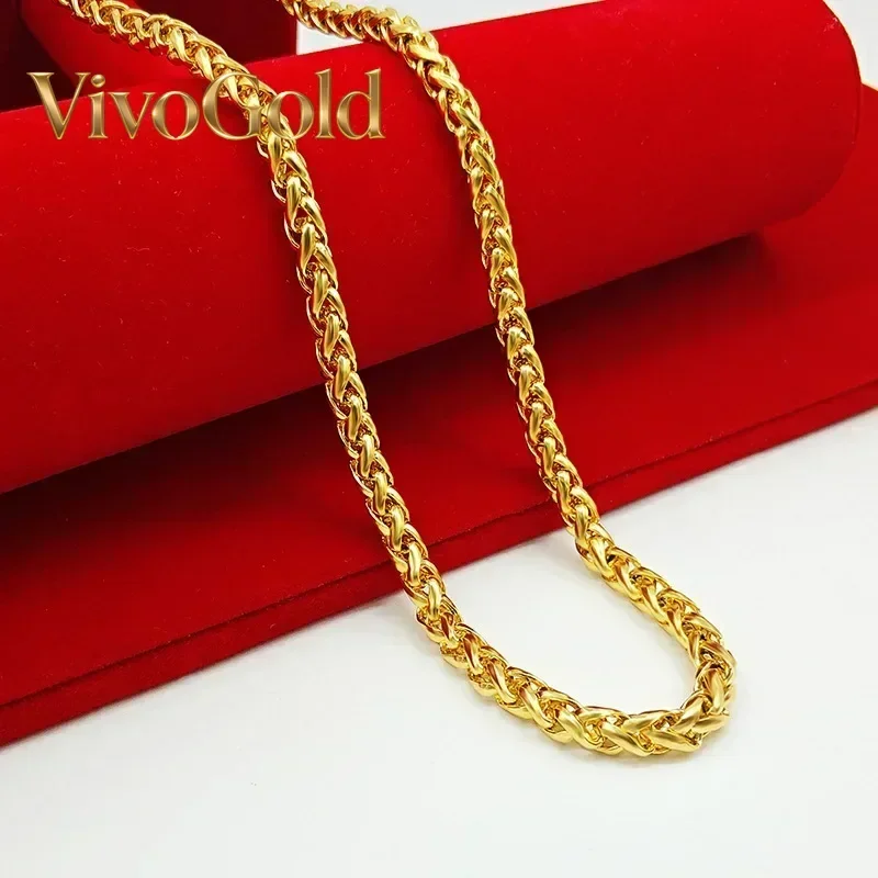 

VivoGold VivoGold 9999 24K real gold necklace for men's and women's gold fashionable jewelry, hollow Thai chain