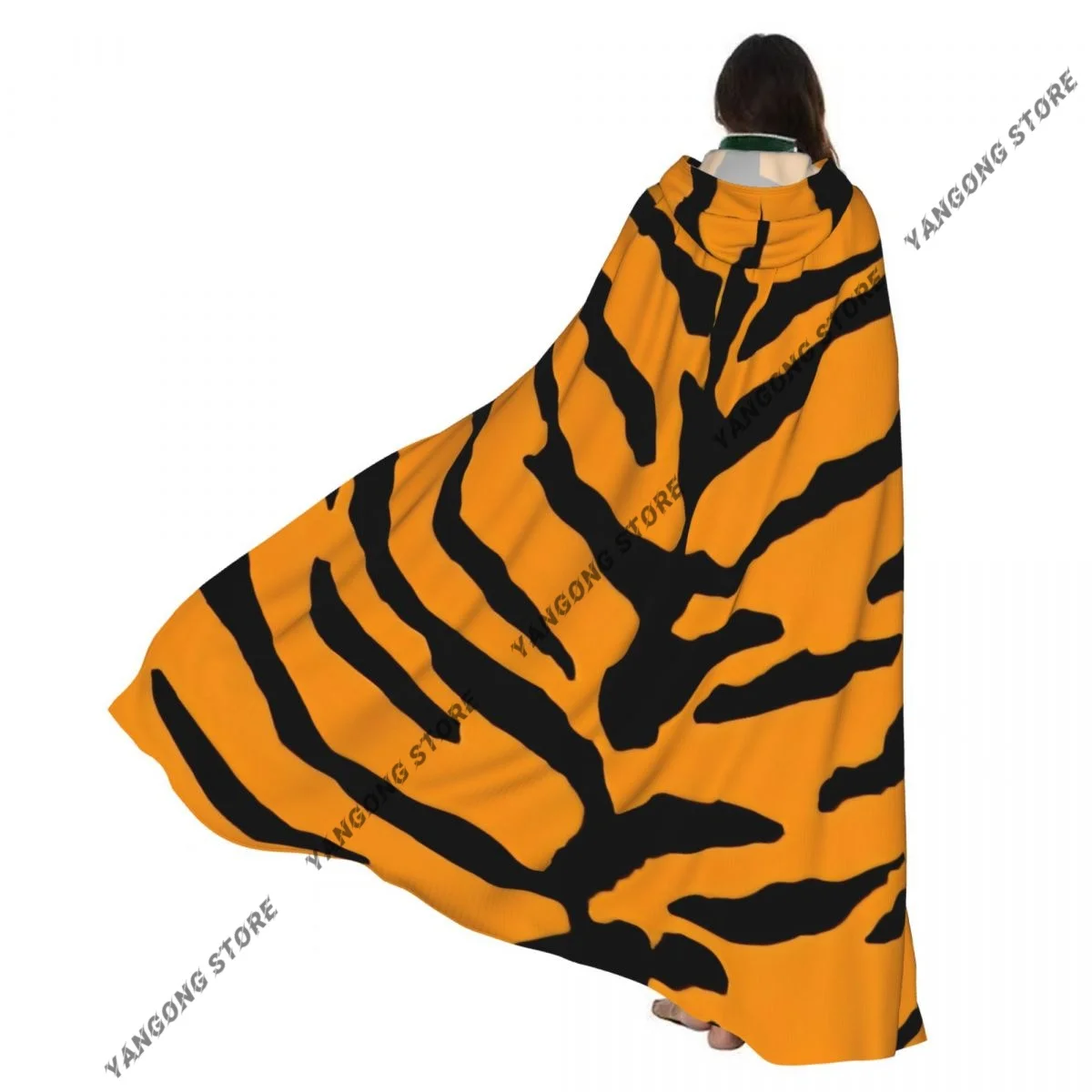 

Взрослый Хэллоуин текстура кожи тигра плащ накидка с капюшоном средневековый костюм полная длина платье пальто