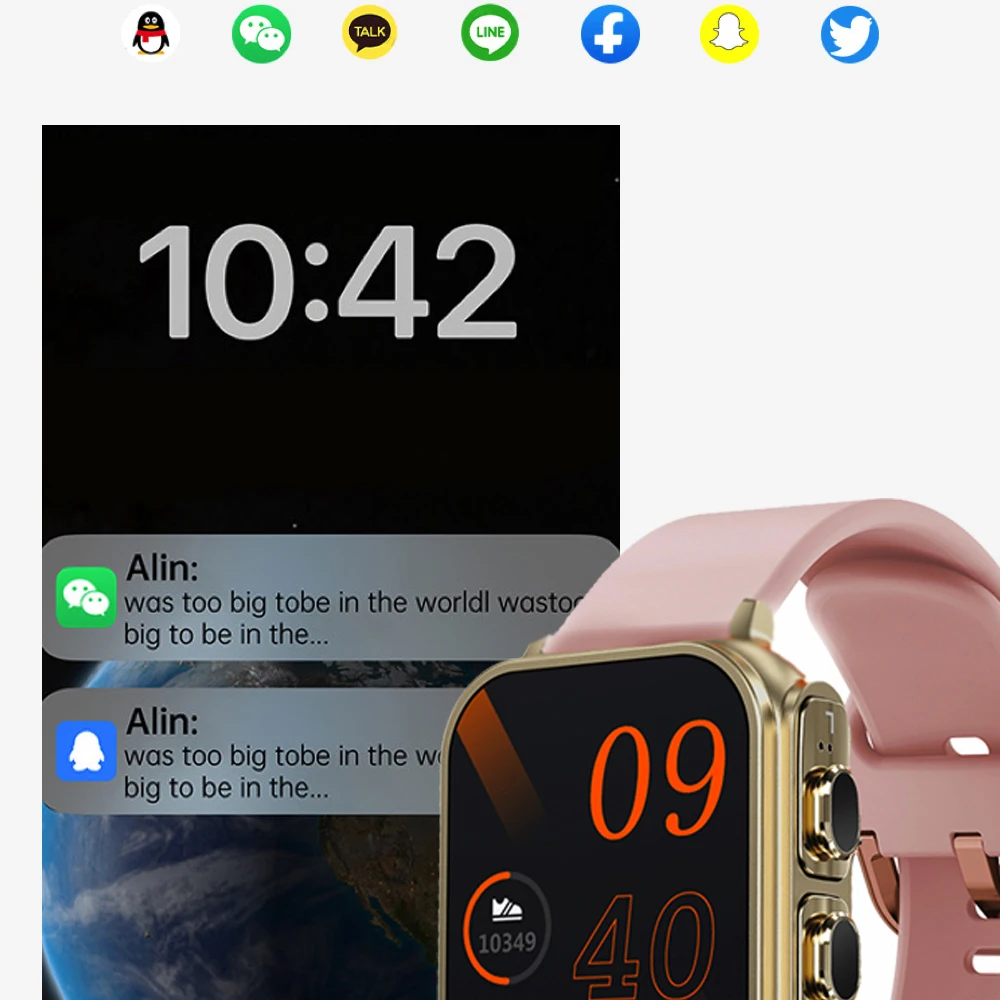 2024 New 2 In 1 Wireless Blue Tooth ENC Noise Cancelling TWS Earphones Smart Watch 1.96" Sports Heart Rate NFC Ultra Smartwatch