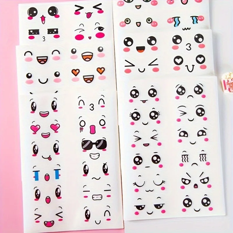 9 autocollants amusants à expressions de dessins animés, autocollants de scellage mignons autocollants DIY, accessoires de jeu pour activités créatives de fête