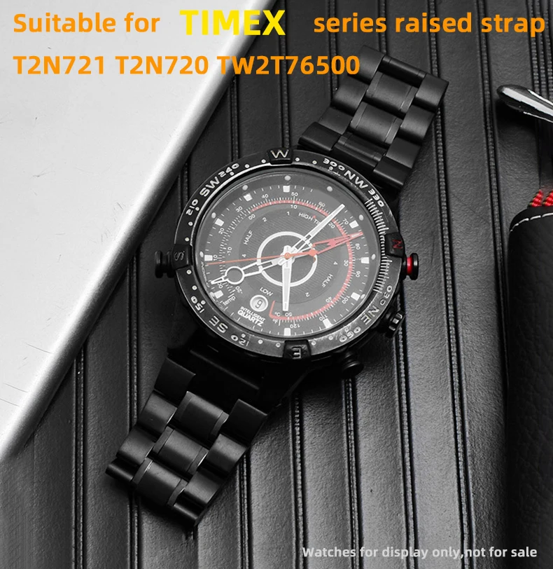 

For TIMEX metal strap 16mm raised strap T2N721 T2N720 steel strap TW2T76500 tidal steel band solid watch chain men's stainless