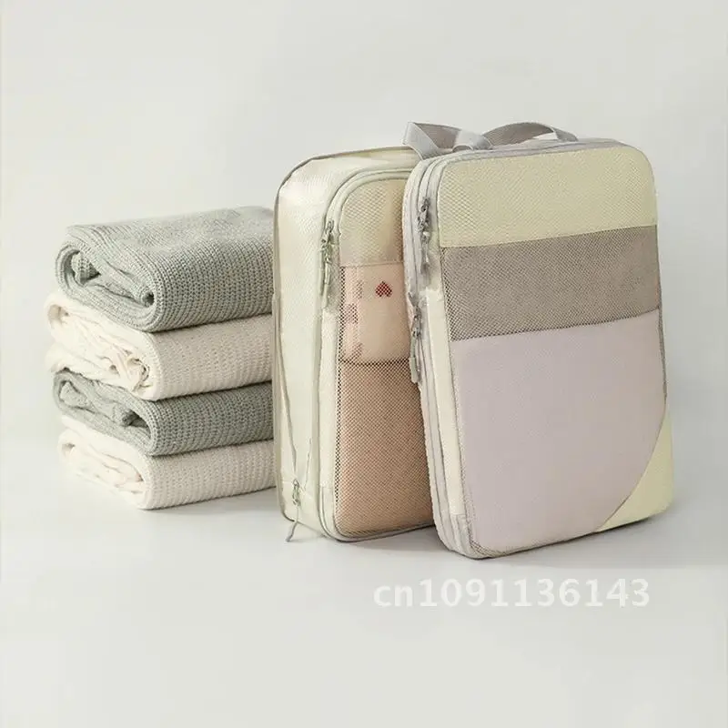 5PCS Compressed Packing Travel Cubes Storage Organizer Suitcase Mesh Portable Lightweight Set Luggage Bag Visual
