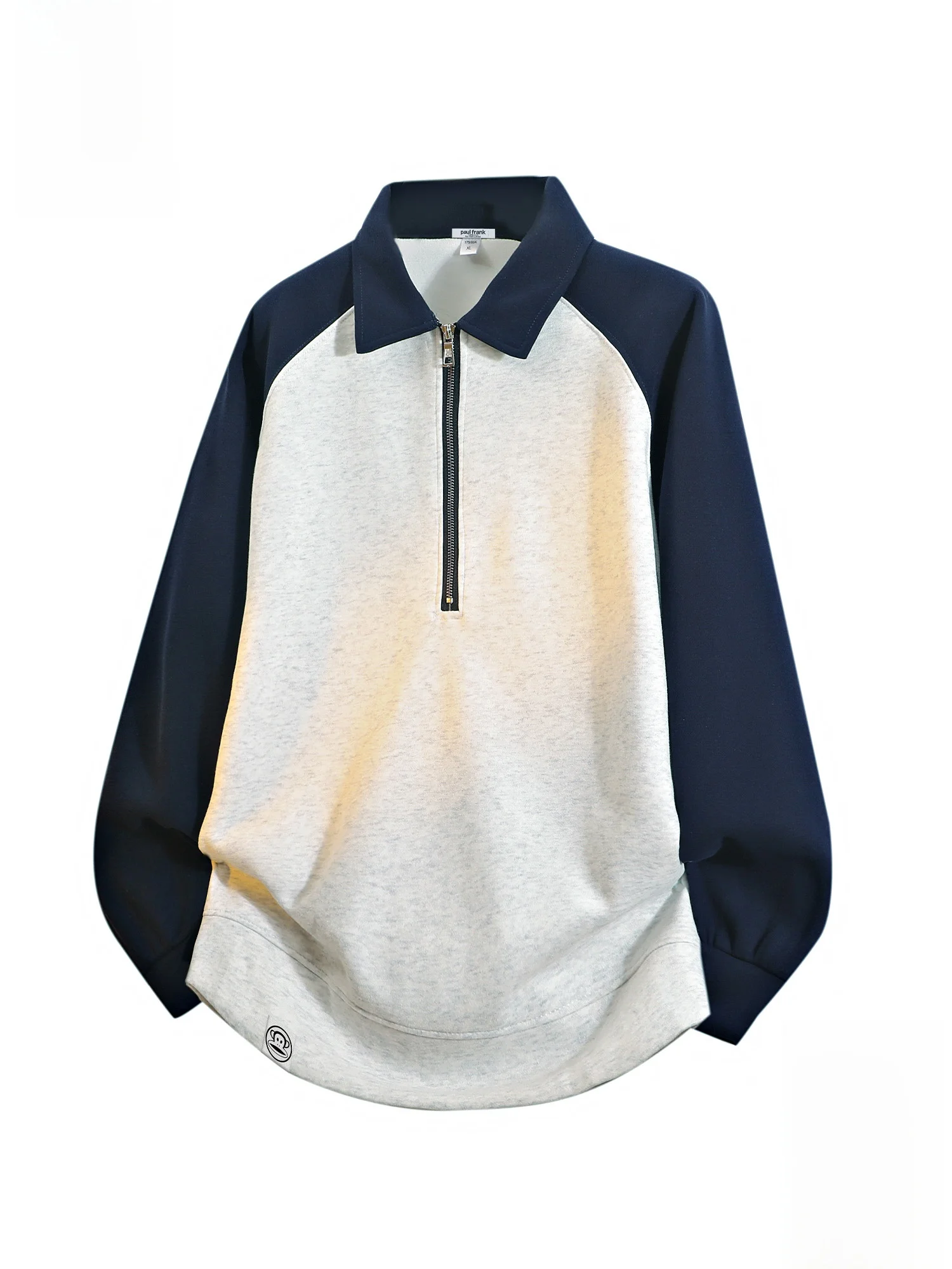 

PaulFrank f Zip Casual Sweatirt Men's Spring Loose Splice irt Comfortable Cotton Polyester Blend Long Sve Crew Ne