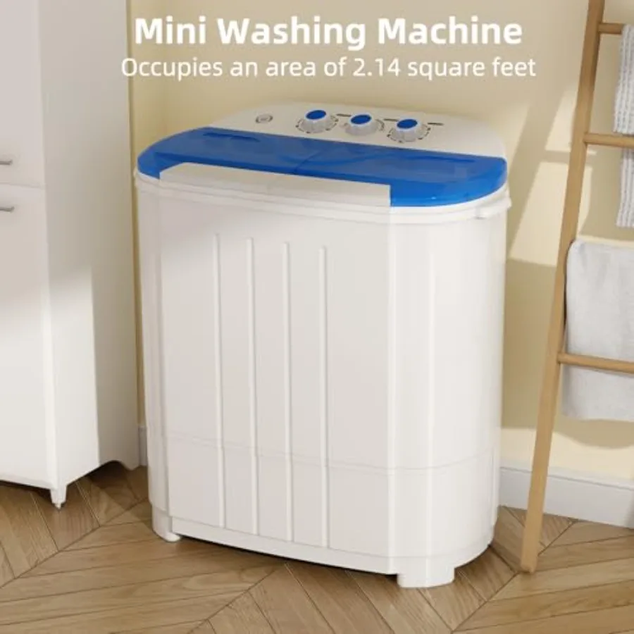 Compact Portable Washing Machine 14Lbs Twin Tub Design for Small Spaces: Semi-Automatic 9Lbs Washer and 5Lbs Spinner Combo Idea