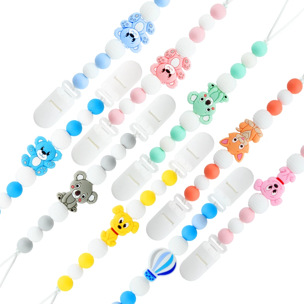 5PCS Silicone Beads Baby Animal koala Teething Beads Teether Food Grade Bear Focal Beads DIY Pacifier Chain Rattle Accessories